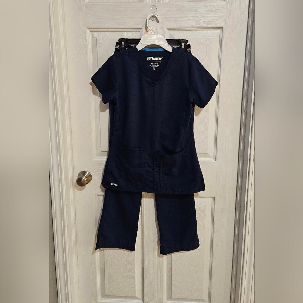 Grey's Anatomy Active Navy Scrub Set - Top & Pants Size XS